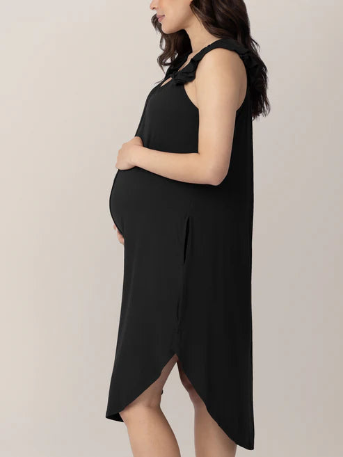 Ruffle Strap Labor & Delivery Gown