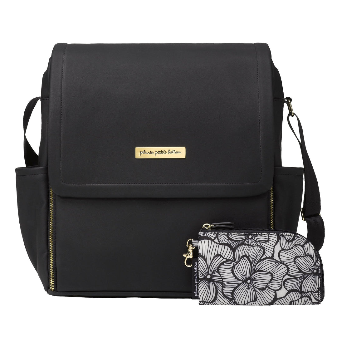 Boxy backpack in black matte leatherette