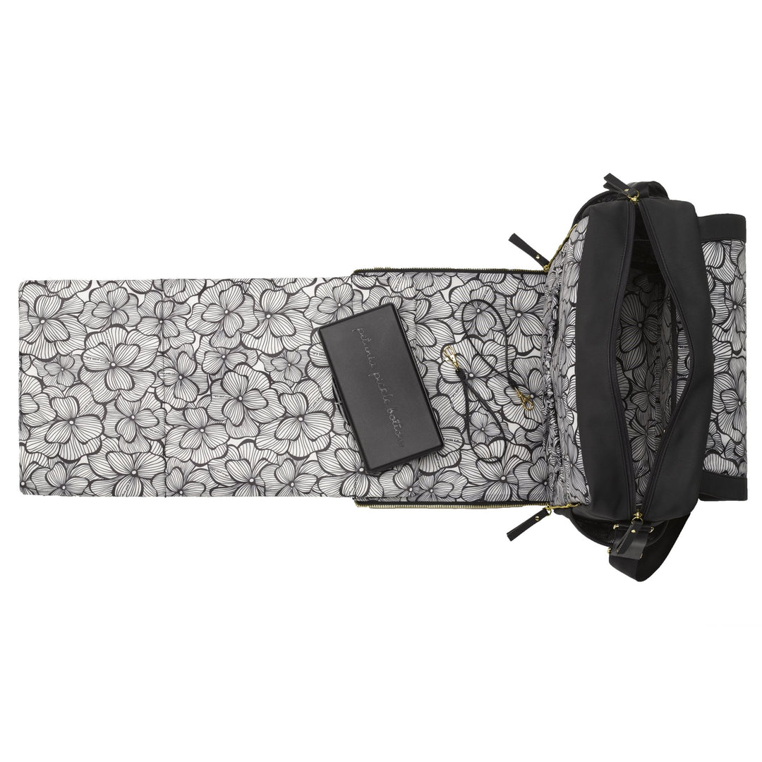 Boxy backpack in black matte leatherette