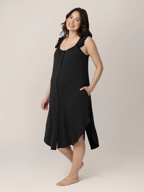 Ruffle Strap Labor & Delivery Gown