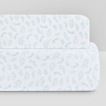 Leaves Organic Jersey Cotton Crib Sheet and Changing Pad Cover Set