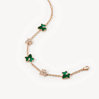 Malachite Bracelet, 5-leaf motif