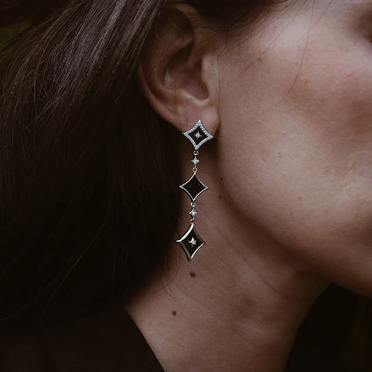 Blue Sandstone Chain Earrings